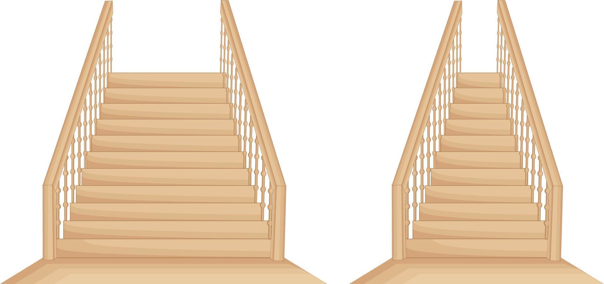 Escaleras de madera anchas y estrechas aisladas vector