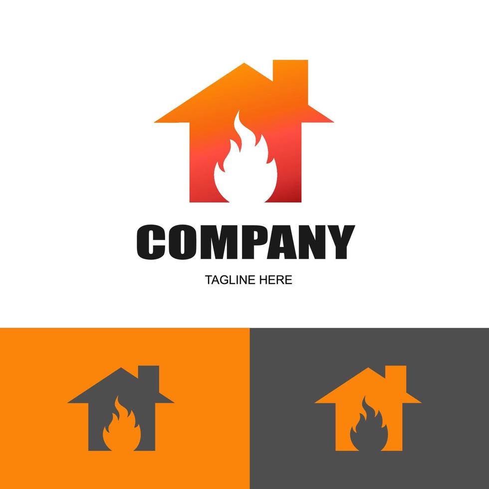 flame house logo icon vector