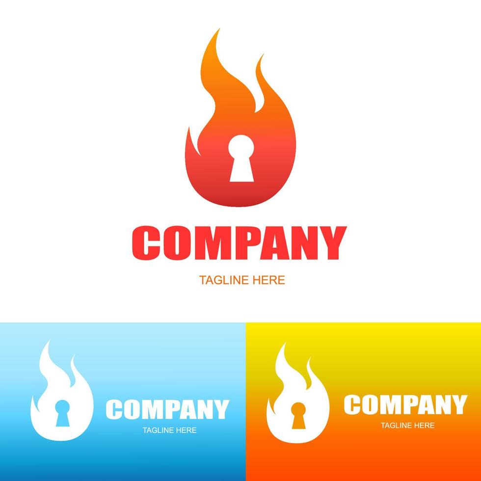 security logo,fire keyhole icon vector