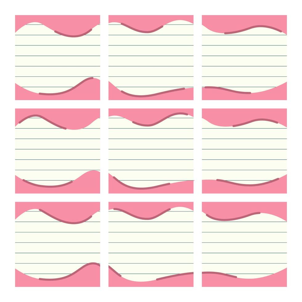 A puzzle template for posts on social networks. Paper with lines, pink shapes. vector