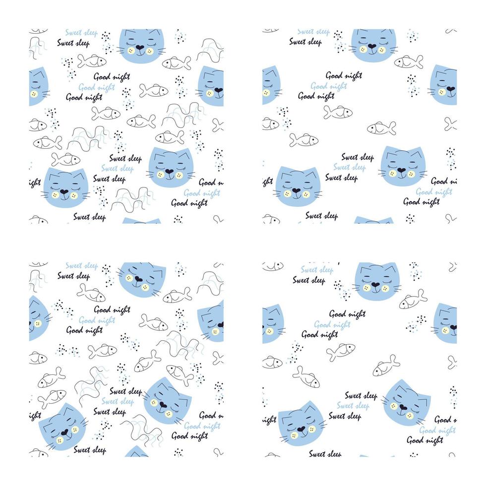Seamless patterns with cats for children's clothes. vector