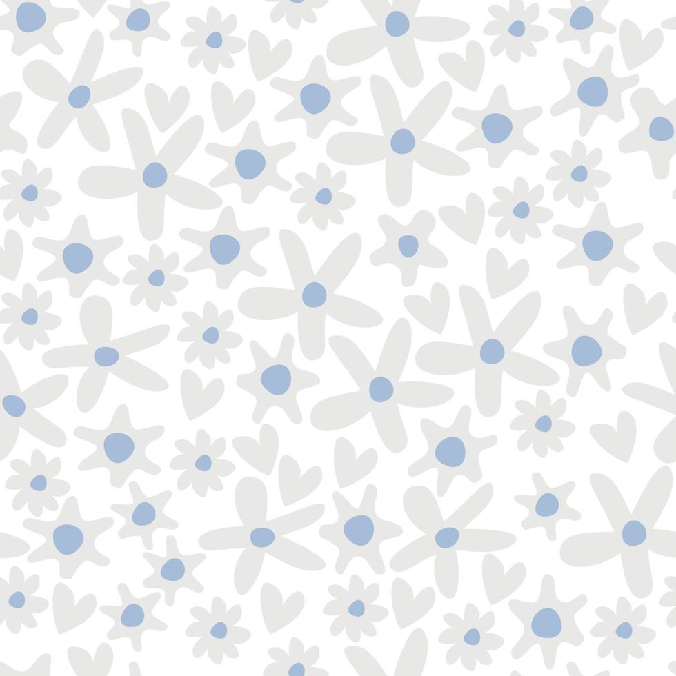 Vector childish cute seamless pattern with flowers. Simple shapes.