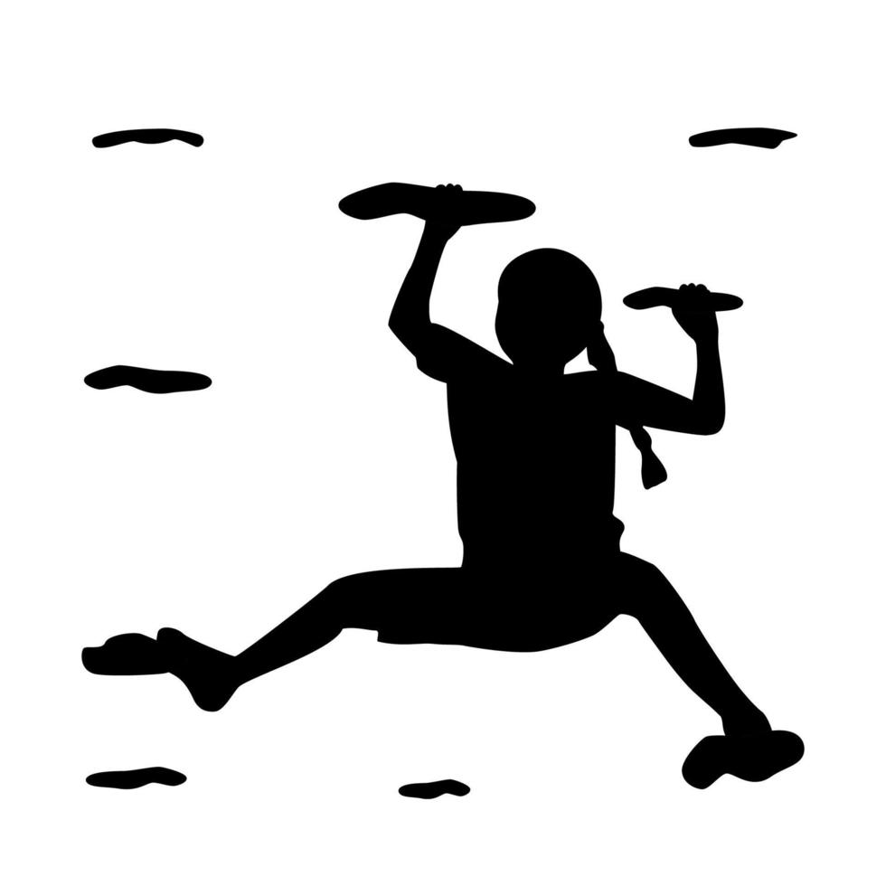 Silhouette of a young rock climber on a climbing wall. Sport, extreme. Vector illustration.