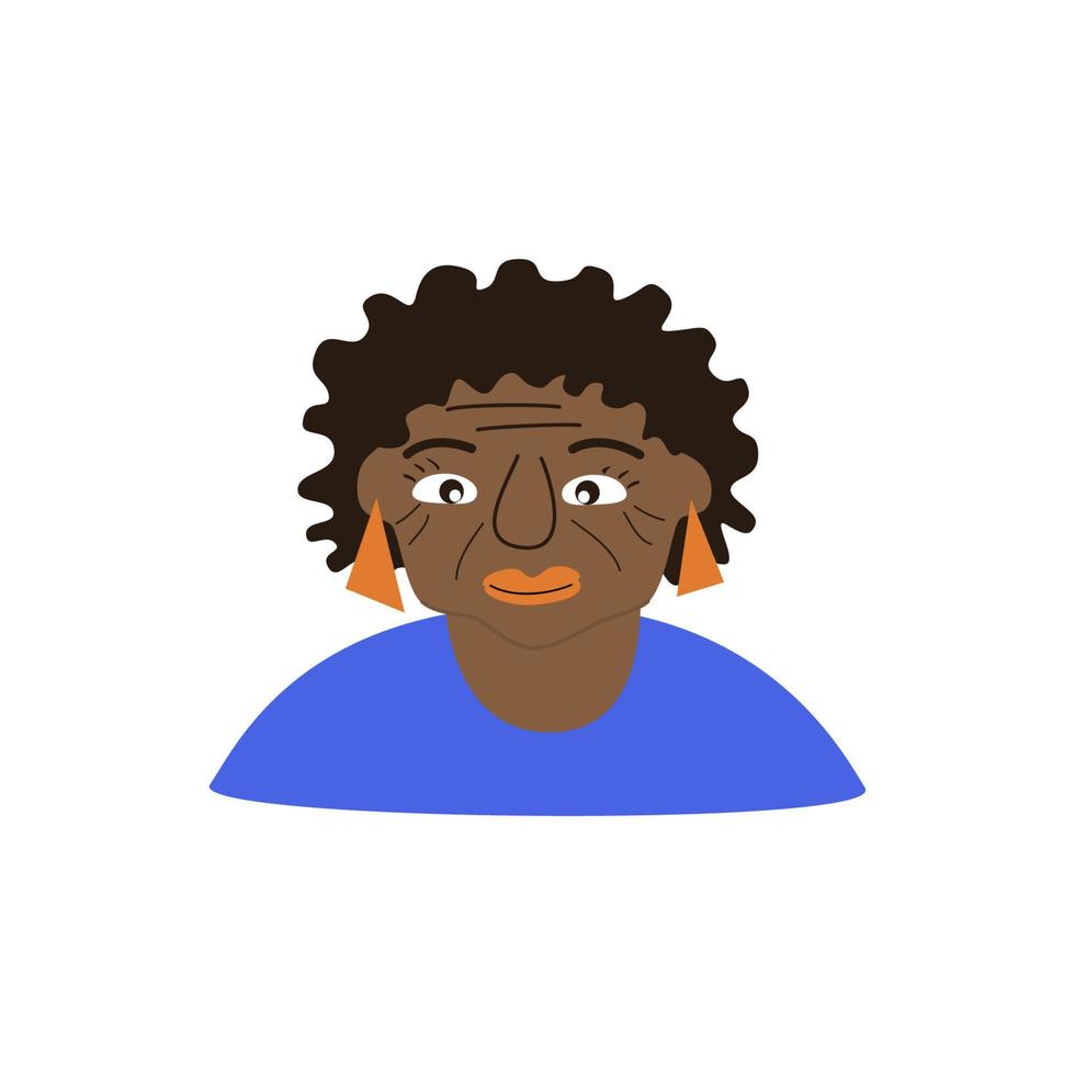 retrato de una anciana africana. ilustración vectorial de dibujos animados. vector