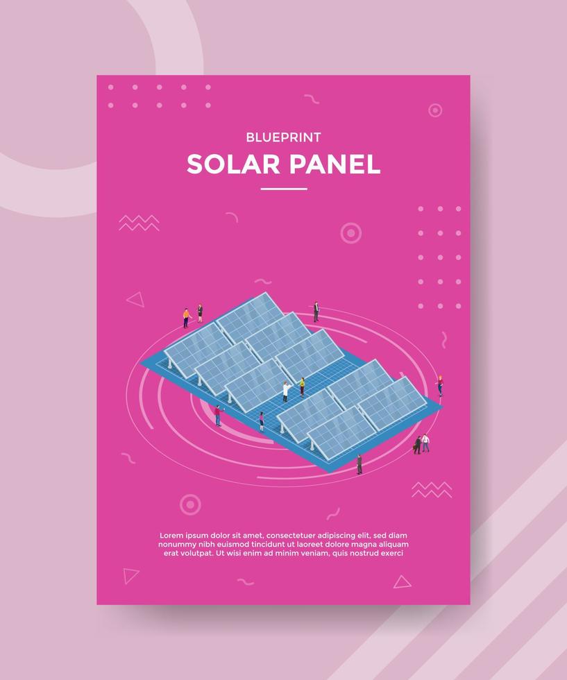 concepto de plano de energía de panel solar para banner de plantilla y volante con estilo isométrico vector