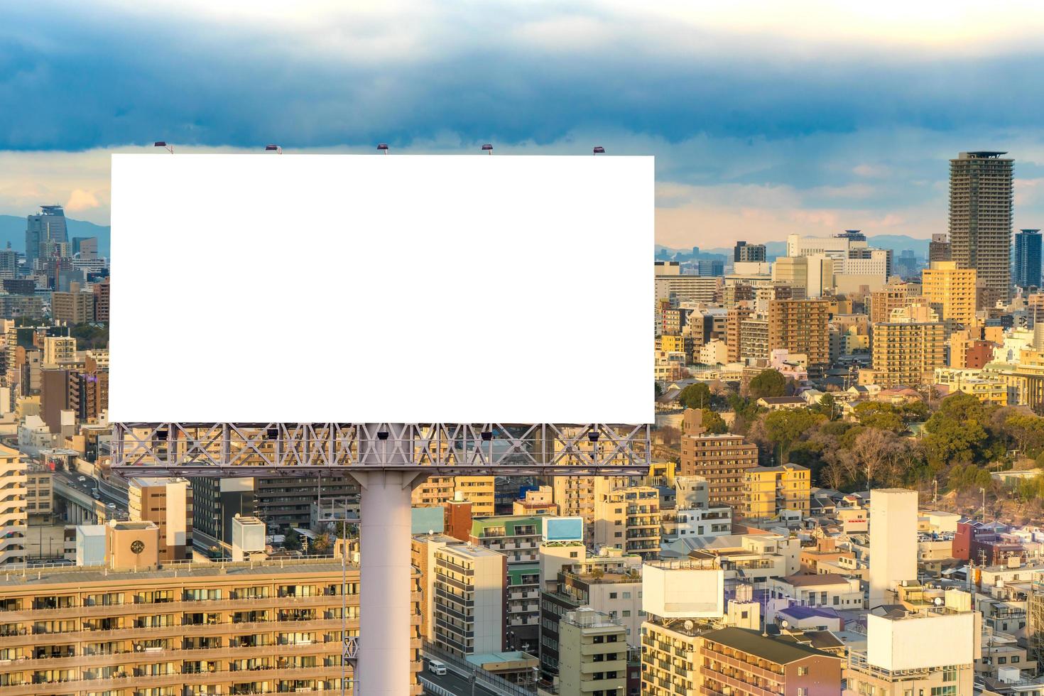 large Blank billboard ready for new advertisement with sunset photo