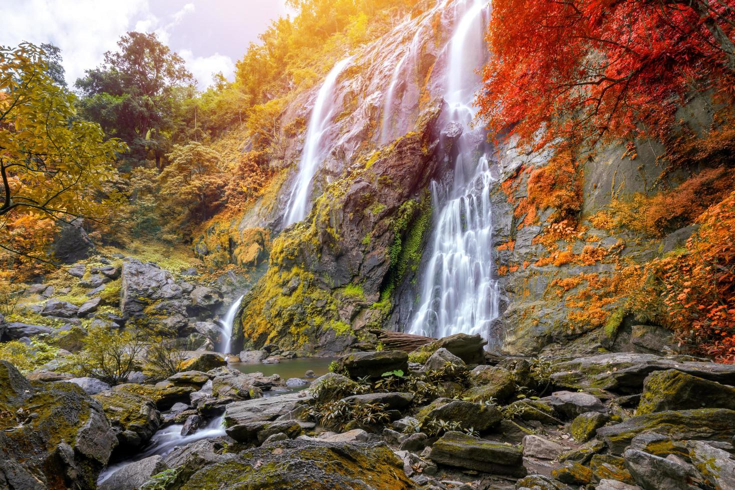 Khlong Lan waterfall is a beautiful Waterfalls in the rain forest jungle Thailand photo