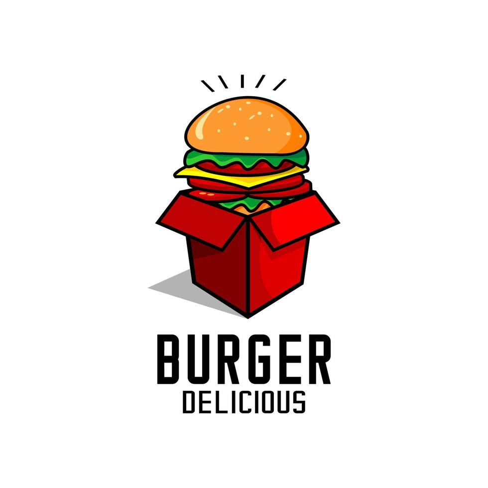 logotipo de la caja de hamburguesas vector