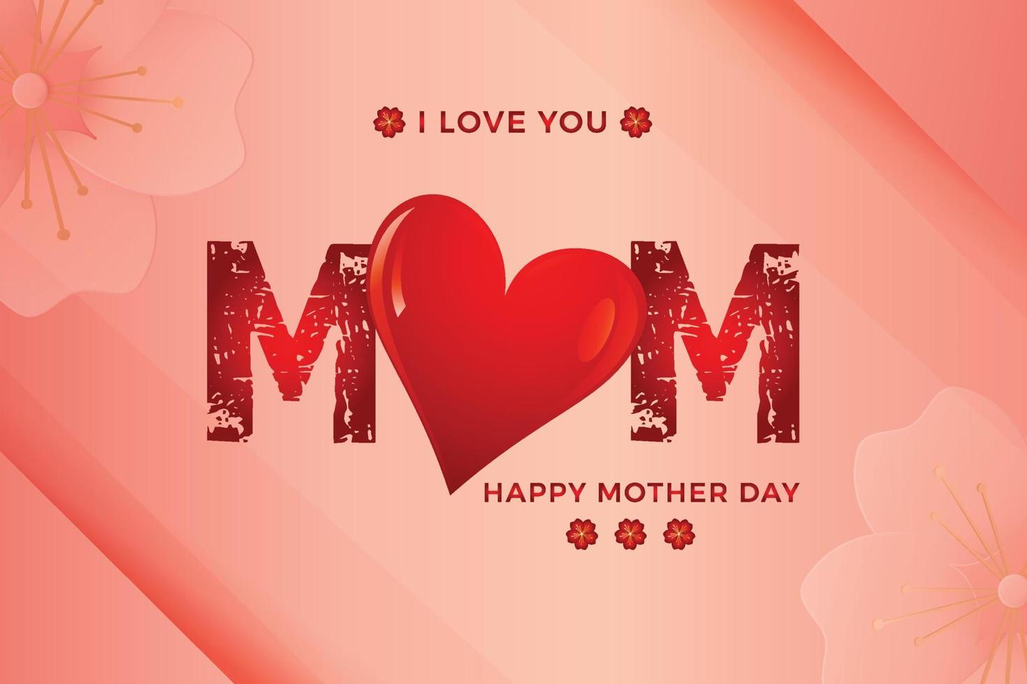 Happy Mother's day background with writing and 3d flowers. vector