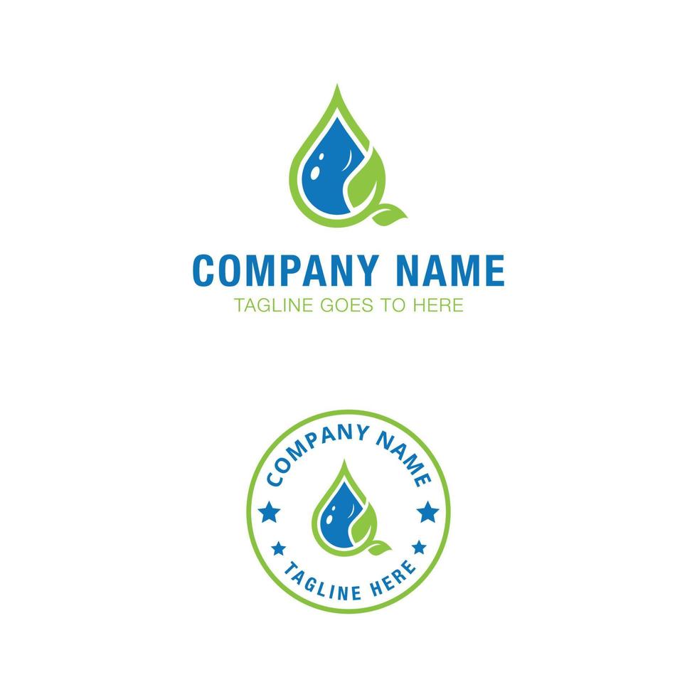 Drop water logo with beautiful leaf natural eco symbol vector