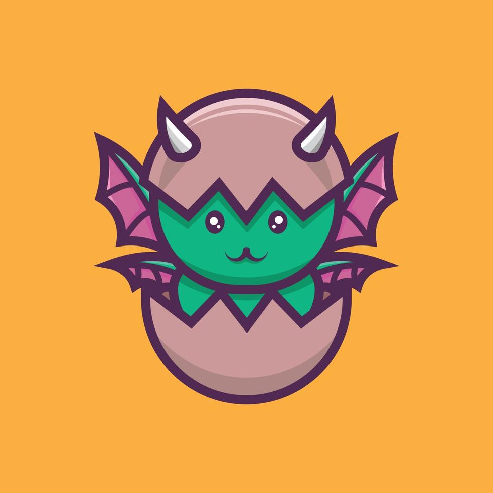 Cute egg baby dragon vector