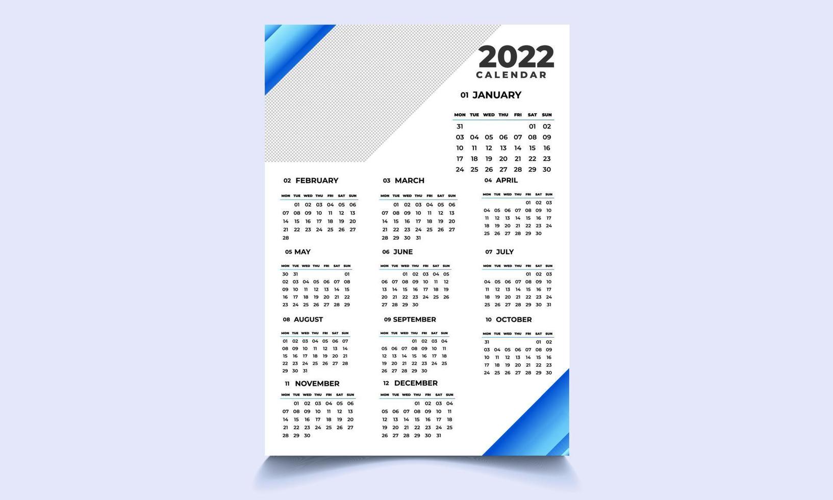 diseño de calendario de pared2022 vector