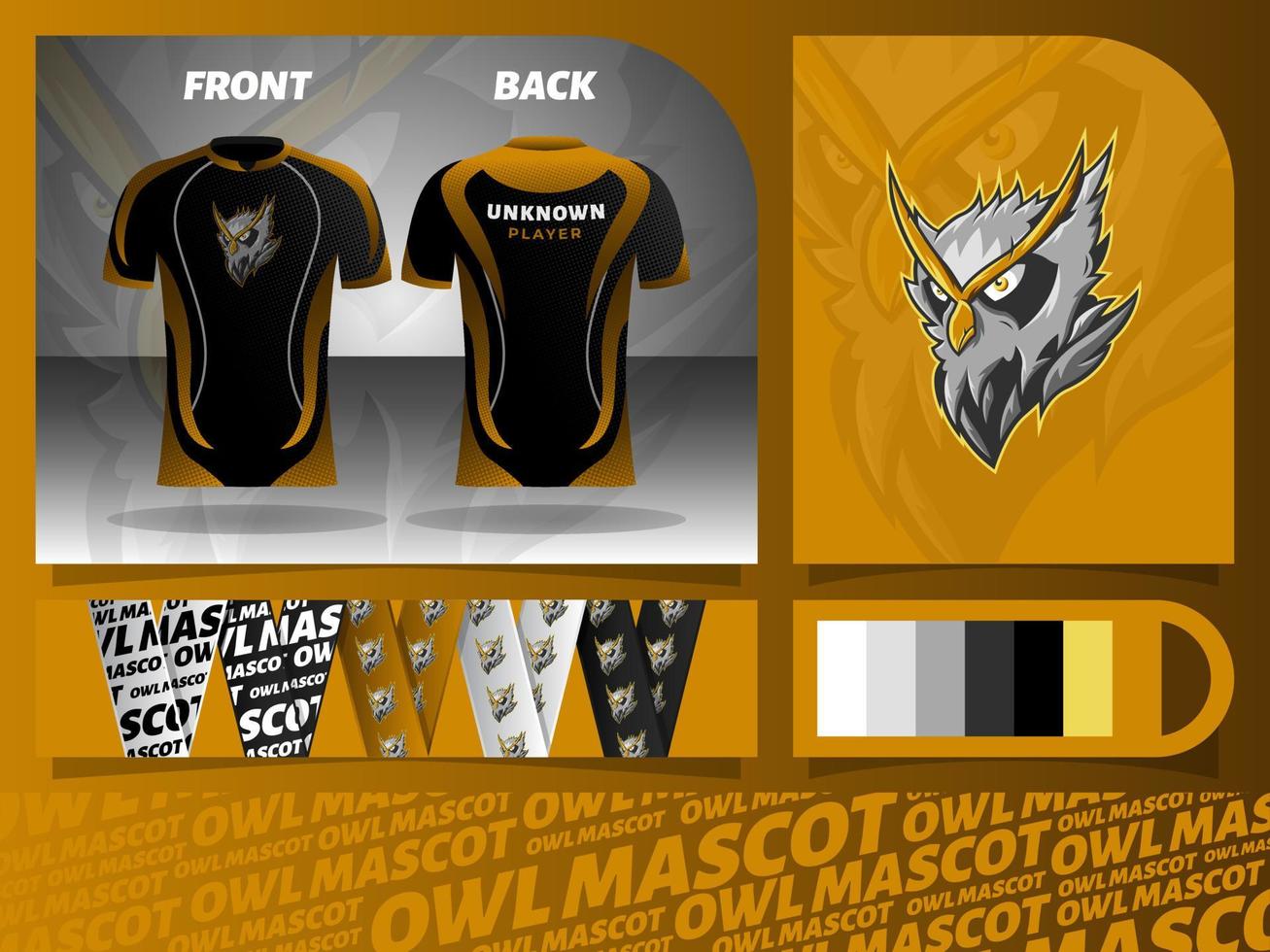 Owl Head Mascot With Jersey and Lanyard Template Isolated vector