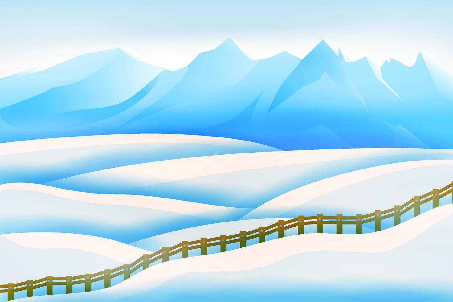 Snowy Mountain Winter Landscape Background Design vector