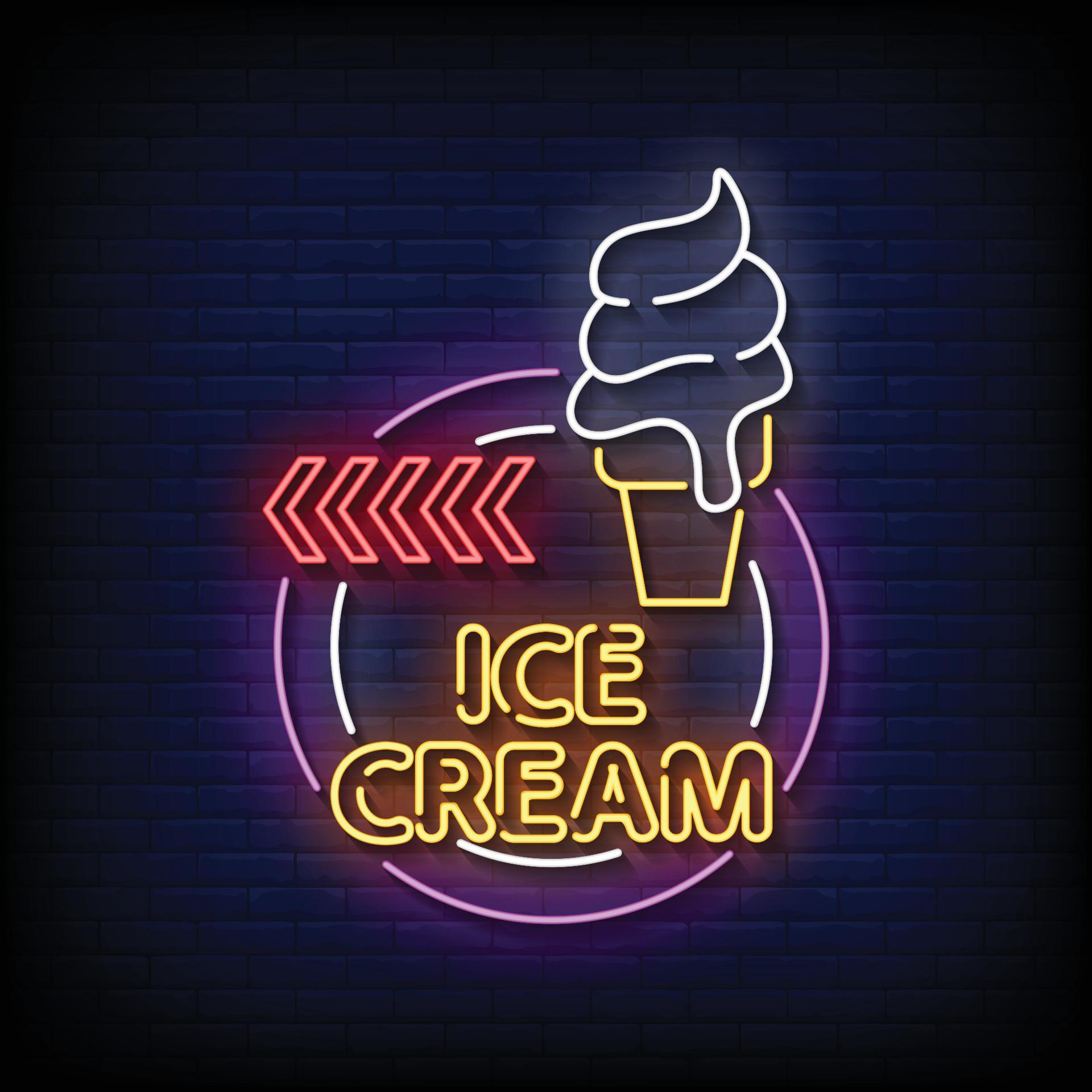 Ice Cream Neon Signs Style Text Vector 4845785 Vector Art at Vecteezy