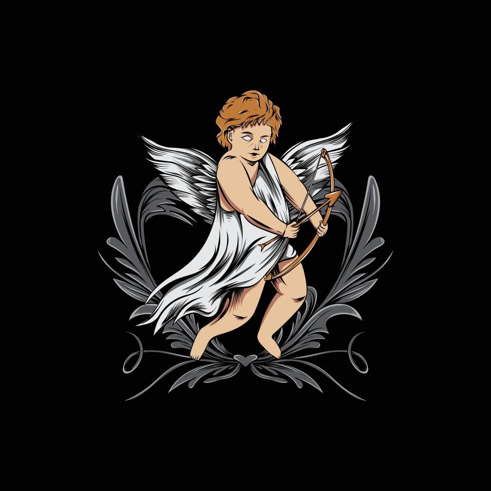 cupid illustration with ornament vector