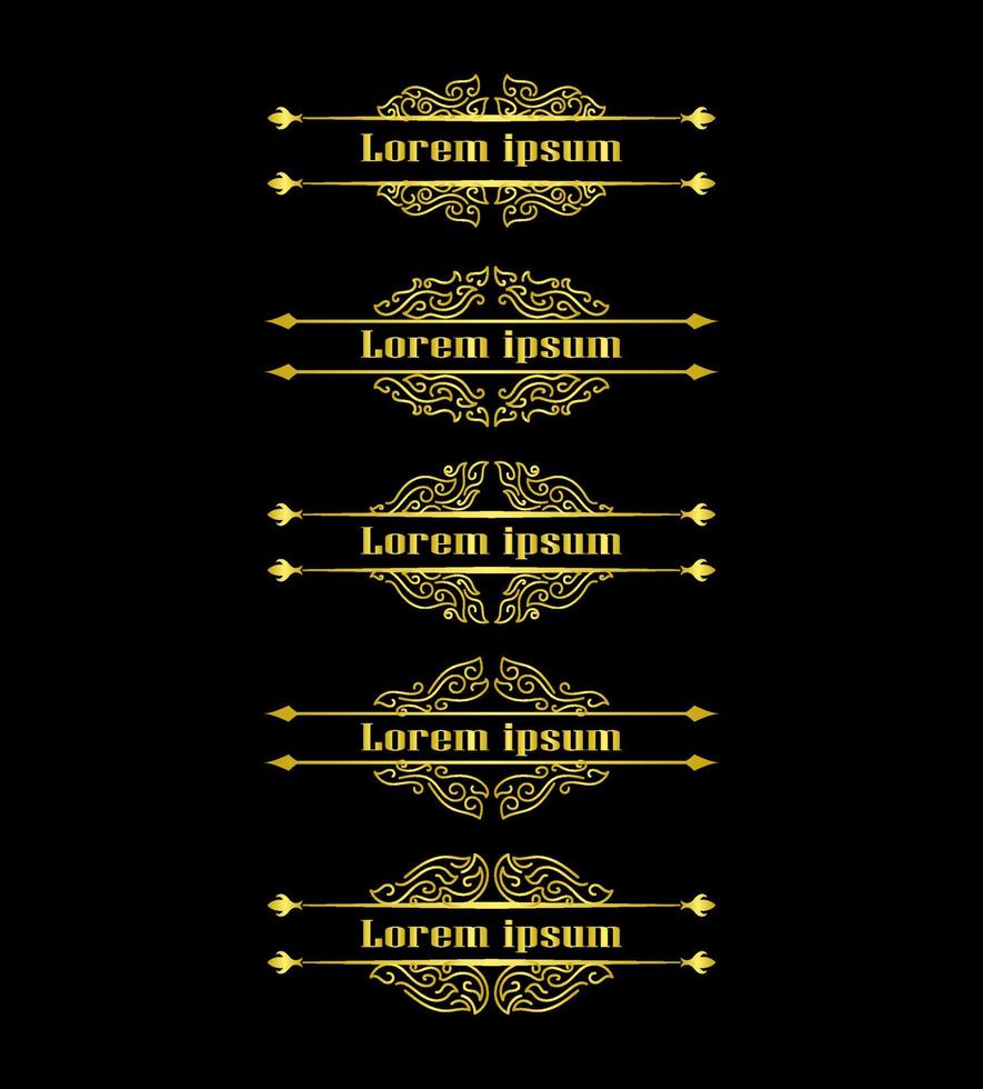 Gold Borders Elements Set Collection, ornament Vector