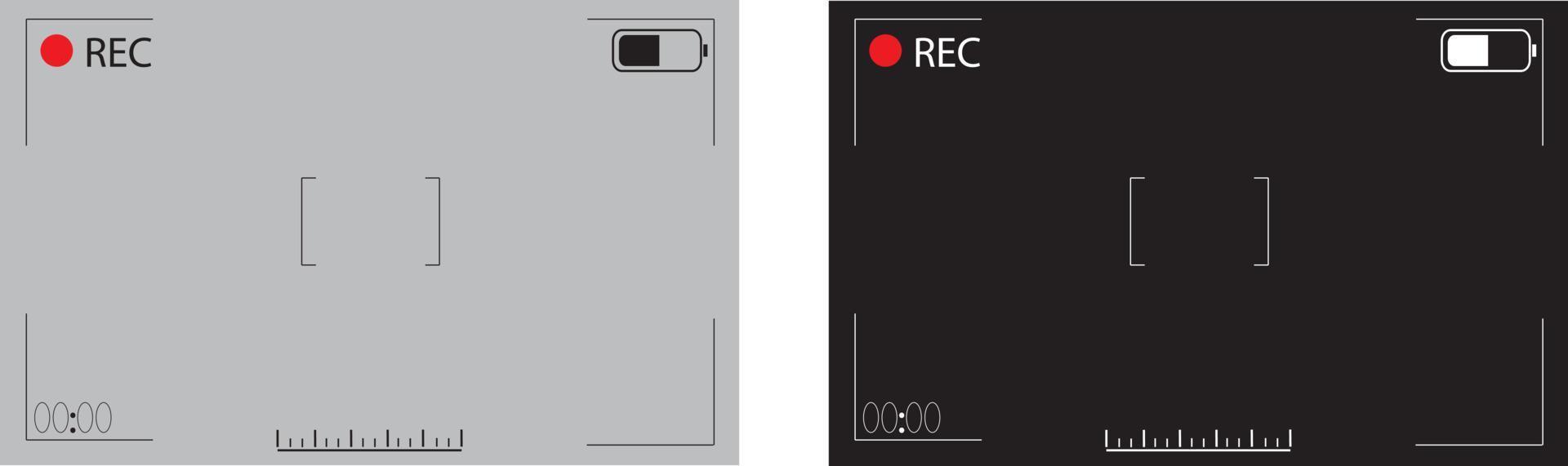 Camera viewfinder set. Video camera screen. Photo camera display. Vector illustration