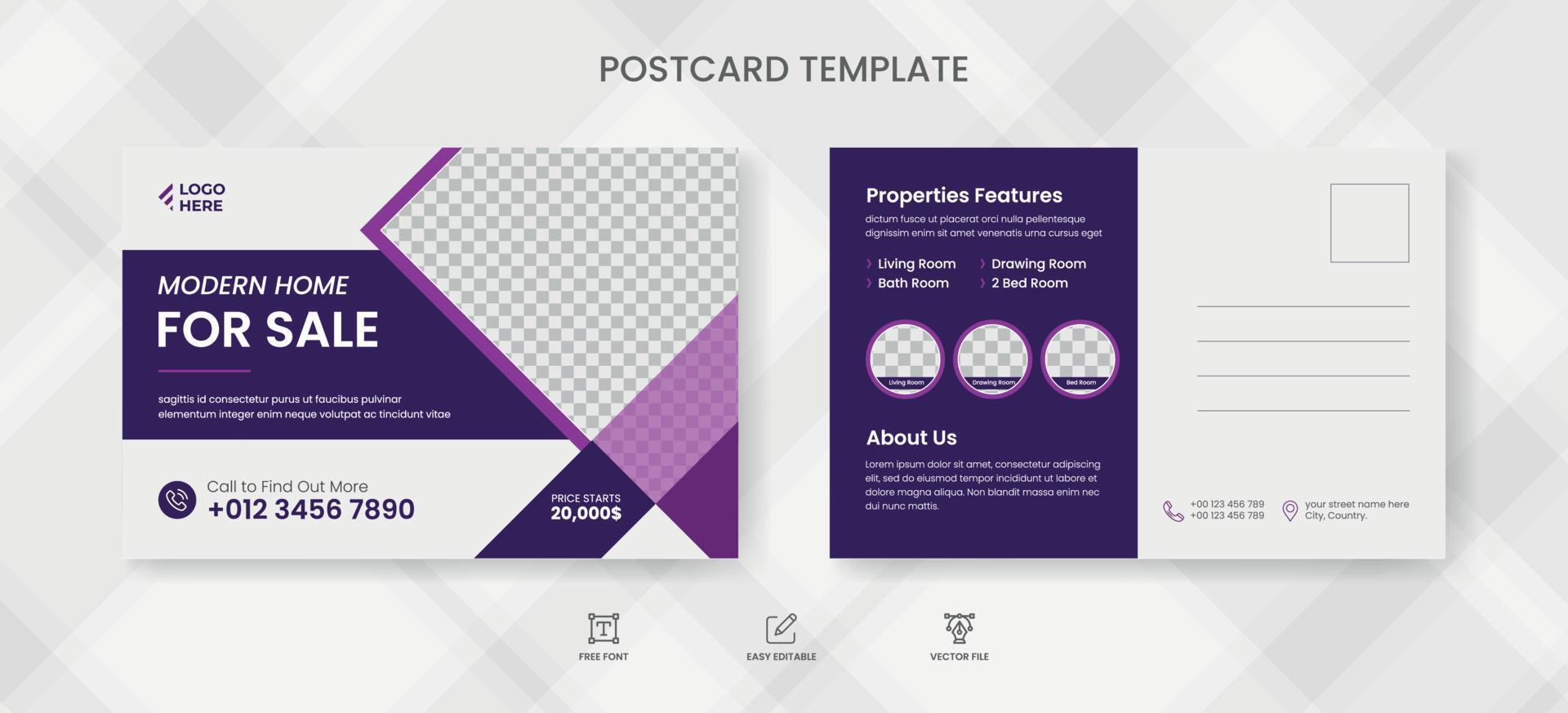 Real estate postcard template vector