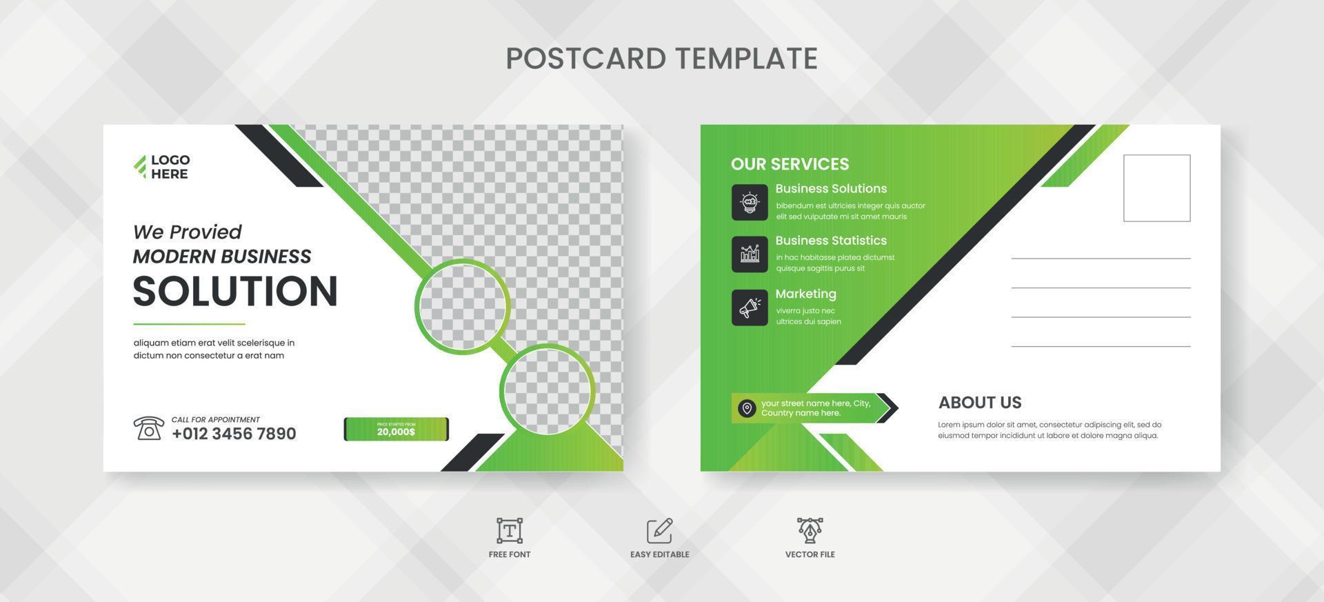 Corporate postcard design template vector