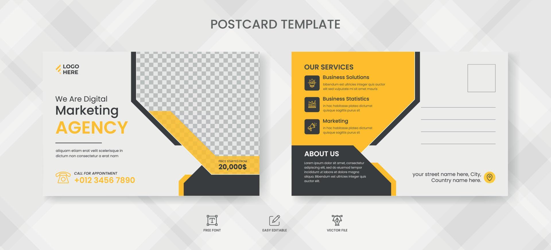 Corporate postcard design template vector