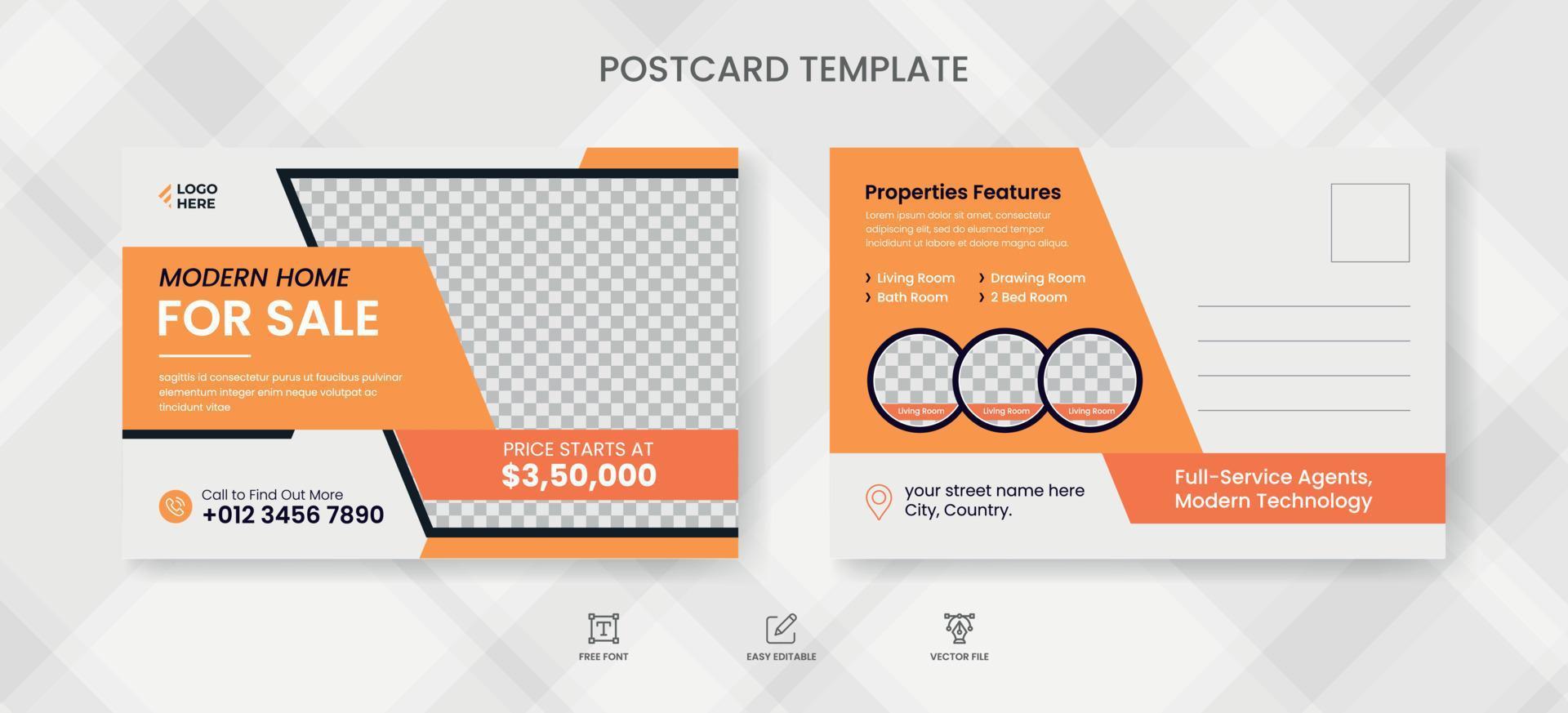 Real estate postcard template vector