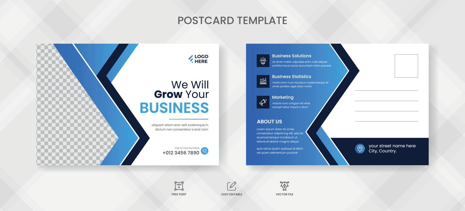 Corporate postcard design template vector