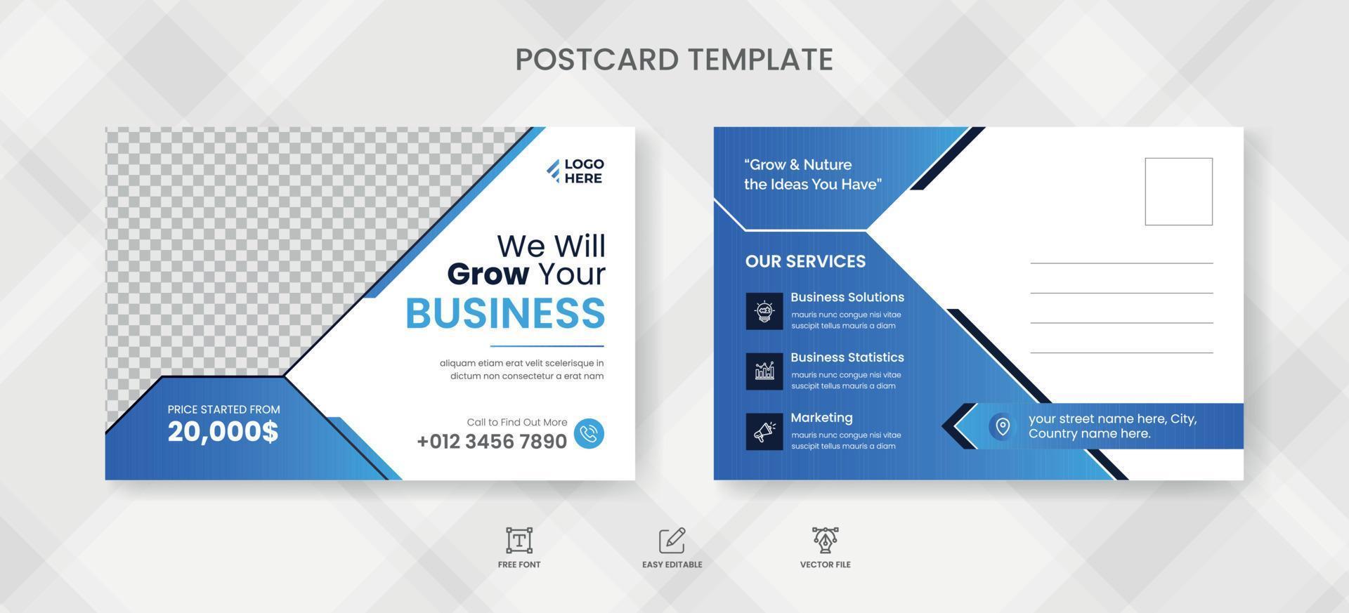 Corporate postcard design template vector