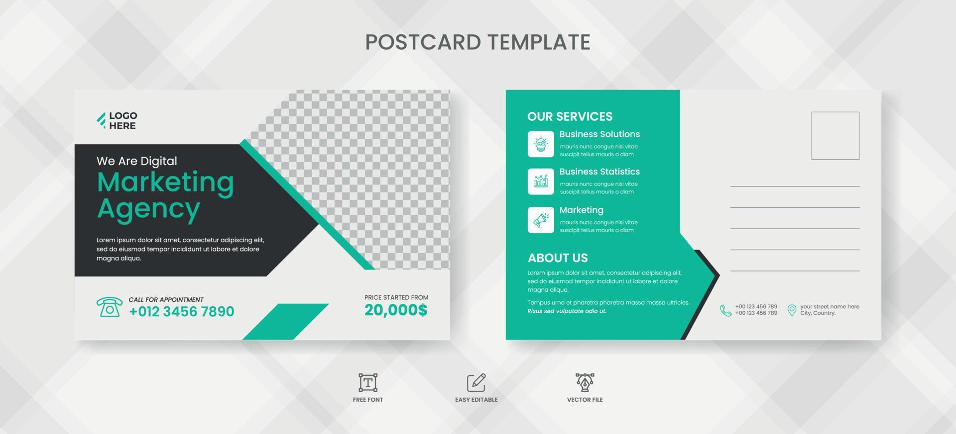 Corporate postcard design template vector