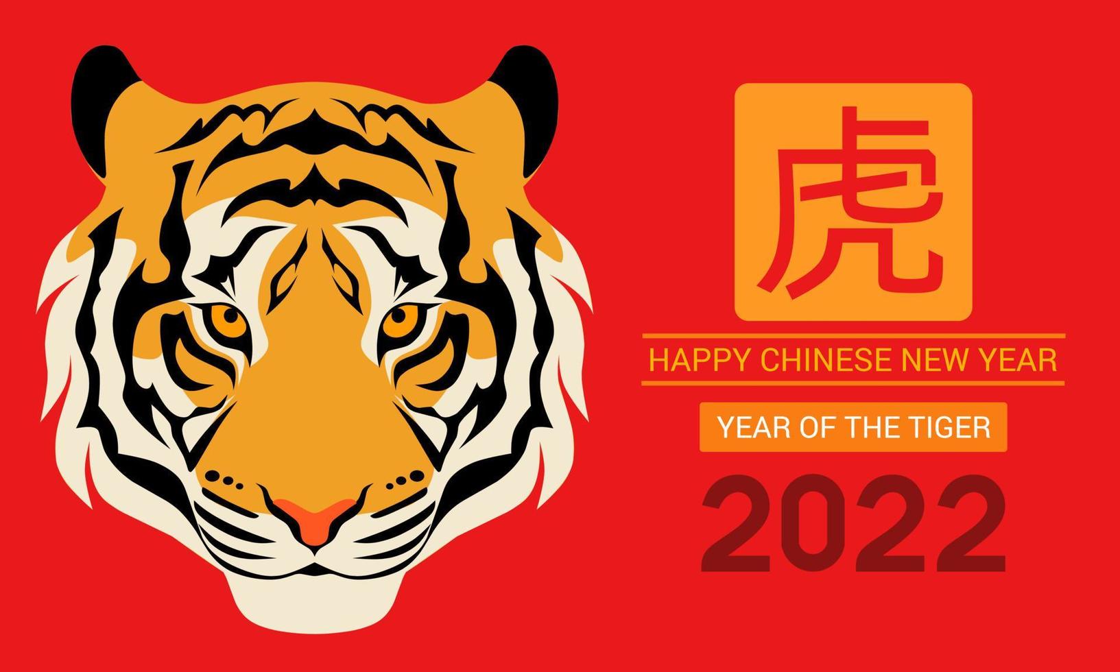 Chinese new year 2022, year of the Tiger. Happy Chinese new year modern art design for greeting card, poster, website banner with tiger. Translation -Tiger vector
