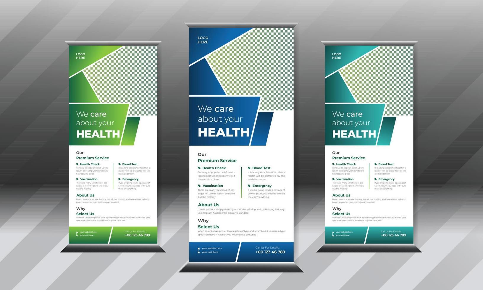 Medical roll up banner template design vector