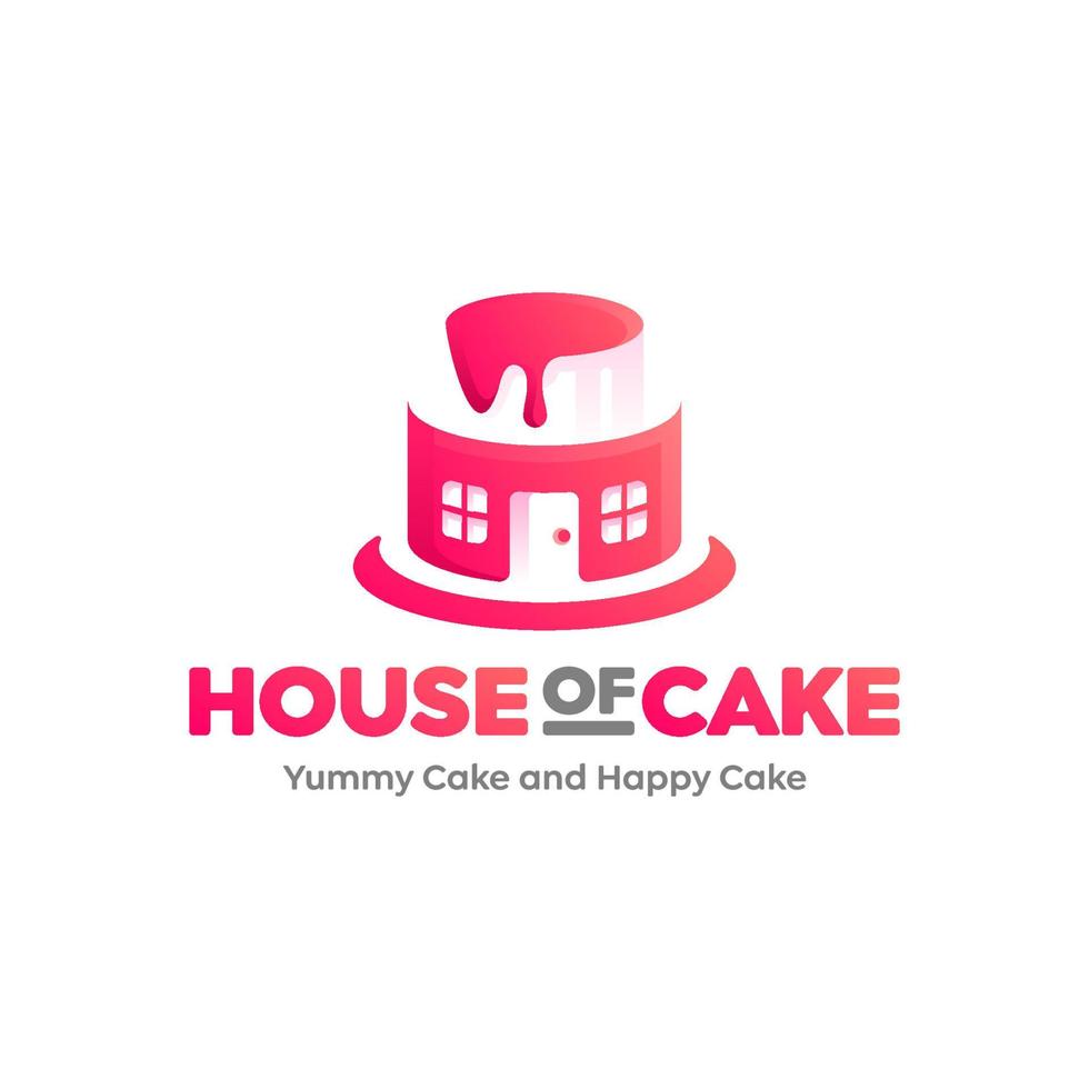 house cake gradient logo design vector