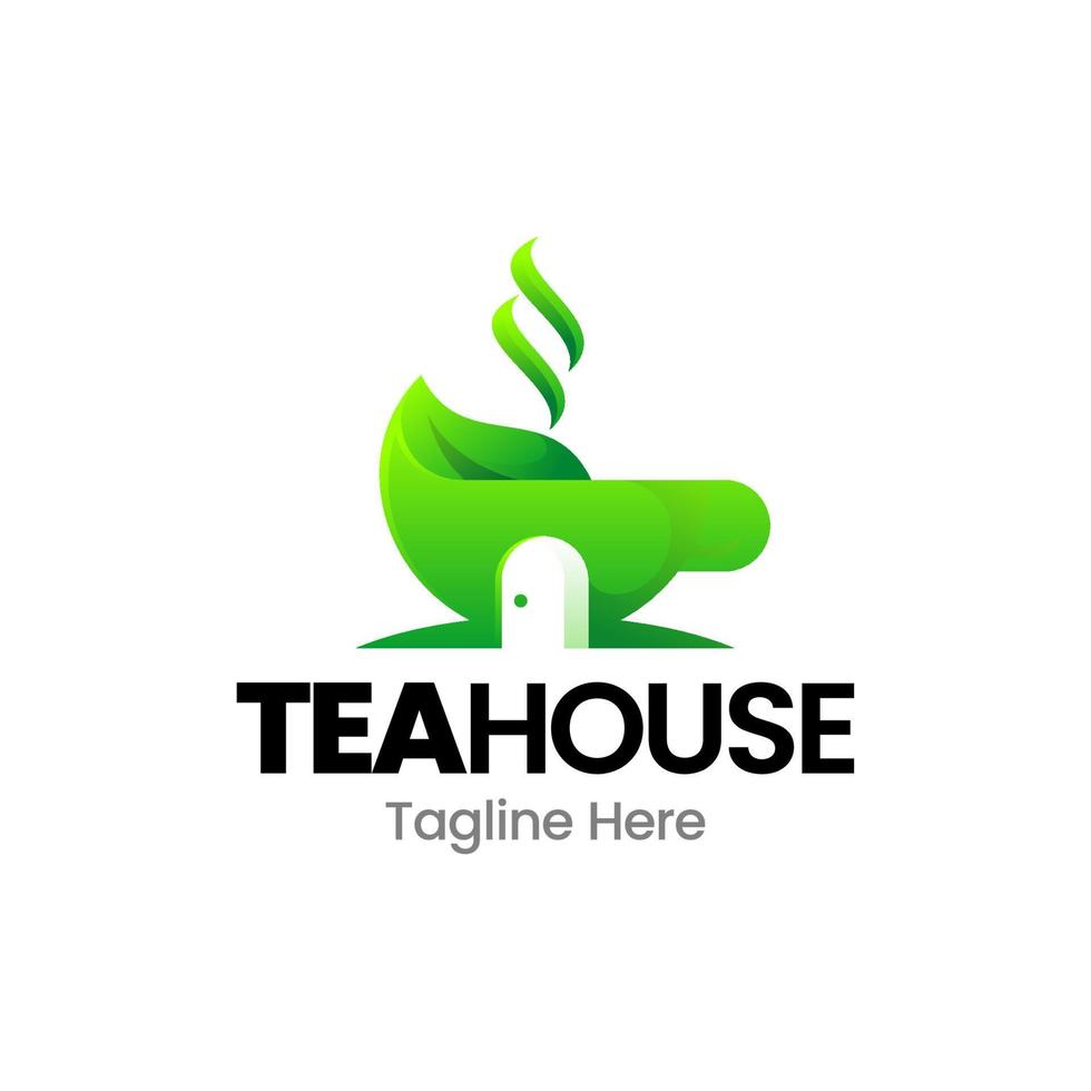 house tea drink gradient logo design vector