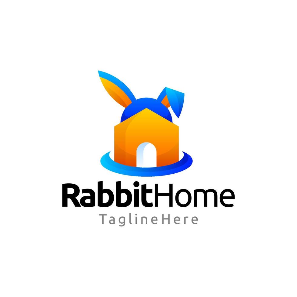 rabbit house gradient logo design vector