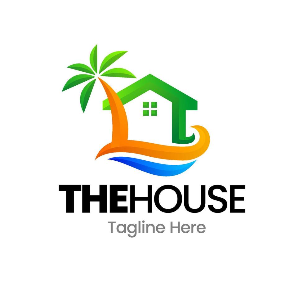 house Real estate gradient logo design vector