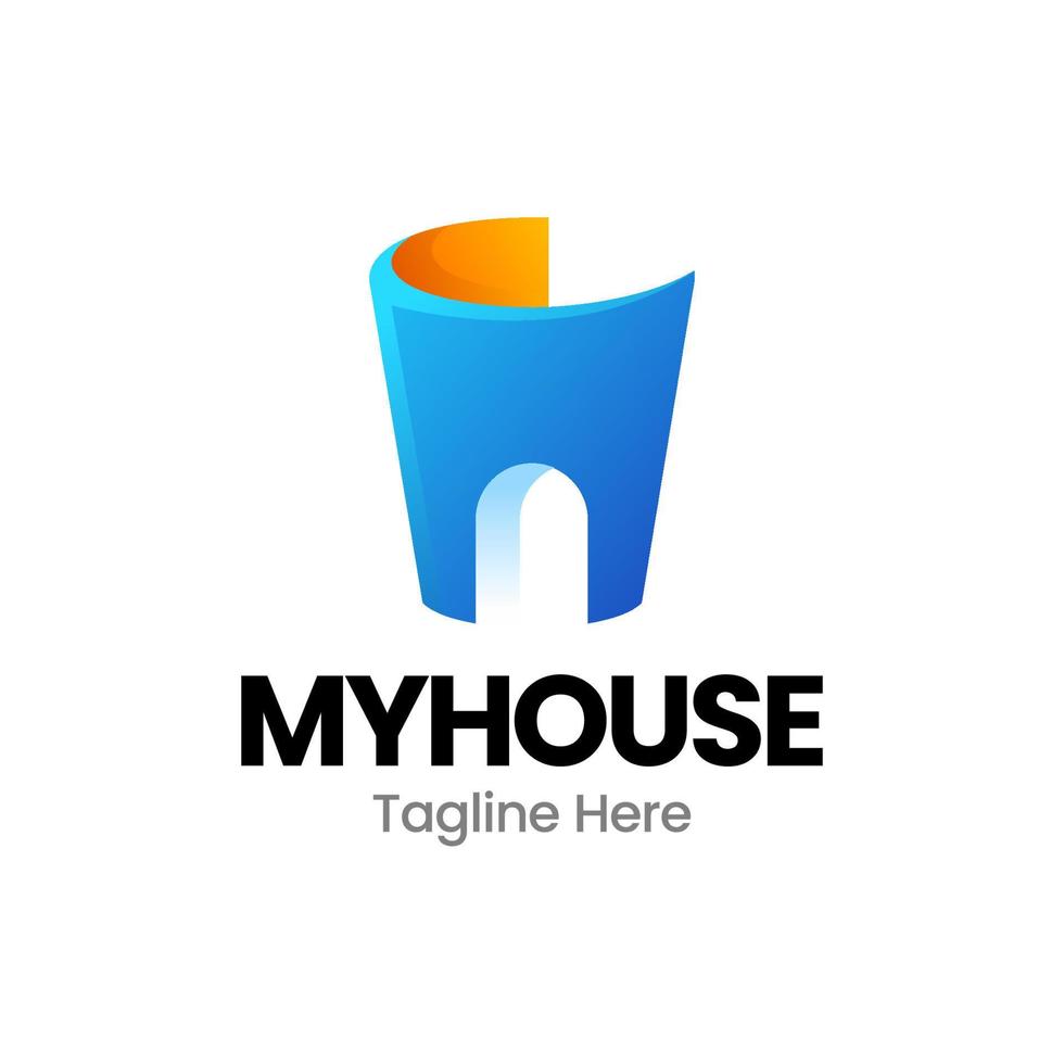 paper house gradient logo design vector