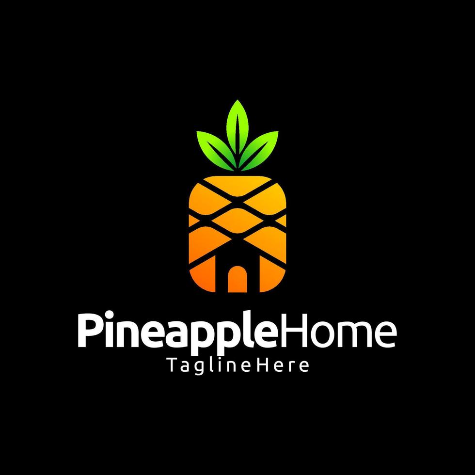 pineapple house gradient logo design vector
