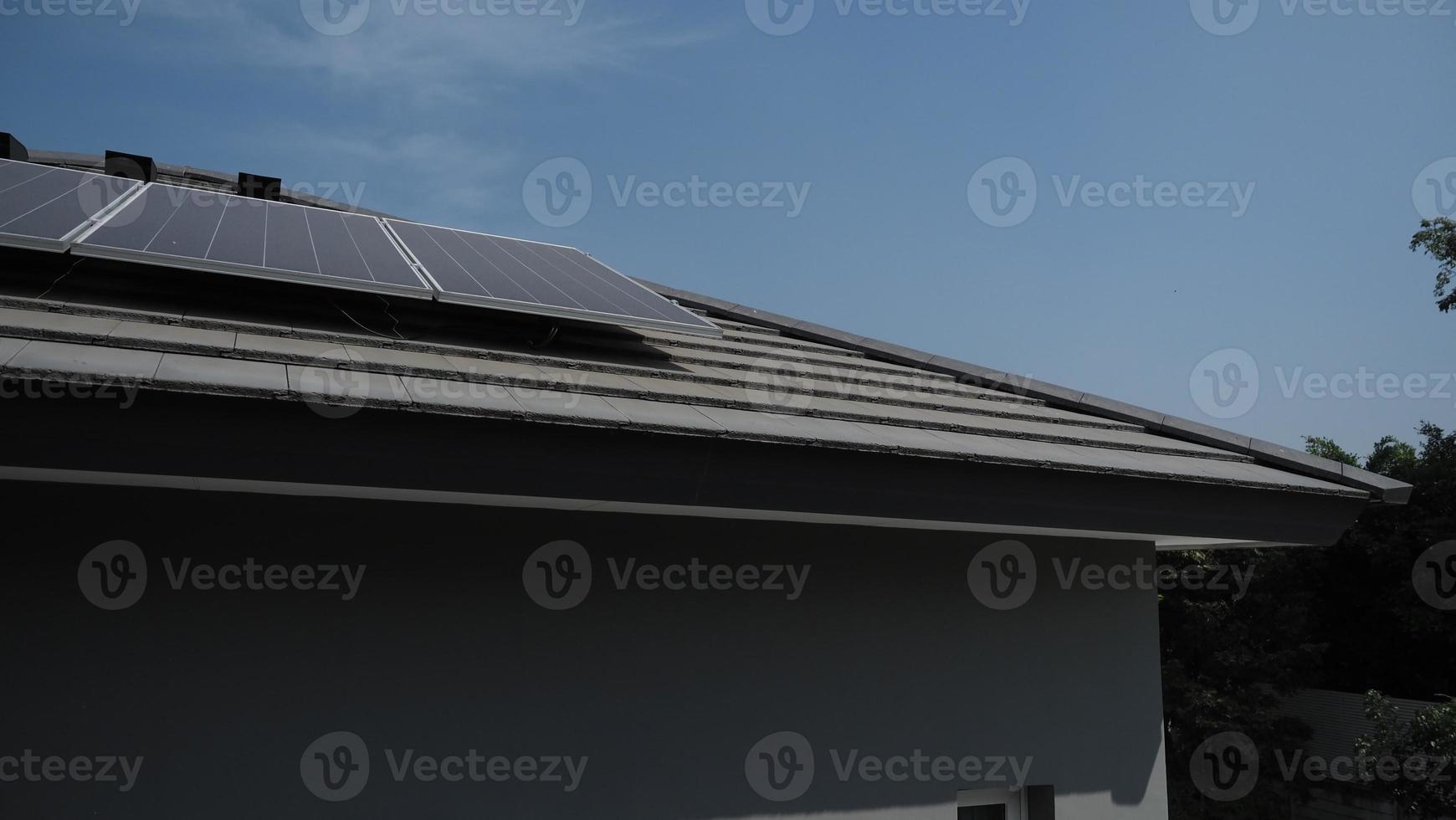 Photovoltaic. Solarcell panel. Solar roof power plant on the roof photo
