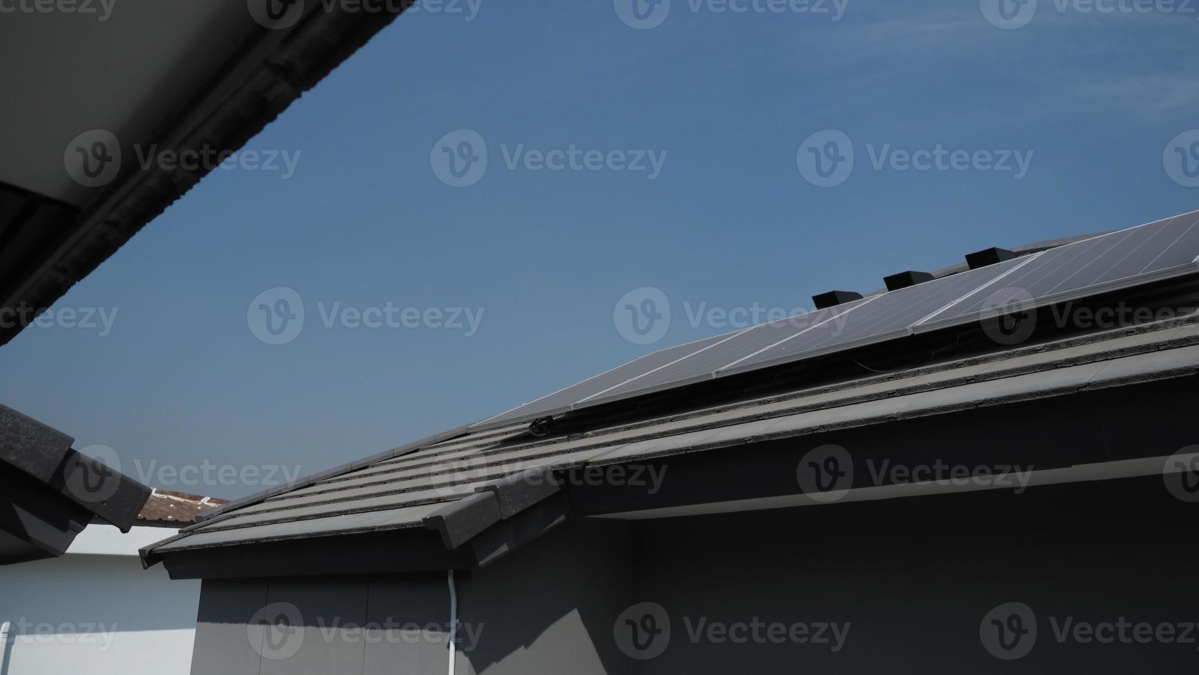 Photovoltaic. Solarcell panel. Solar roof power plant on the roof photo