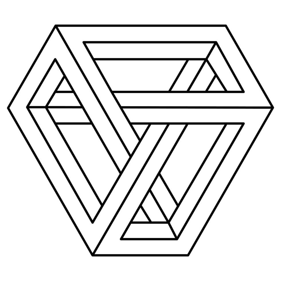 Optical illusion, geometric figure. Impossible shape. Op art. vector