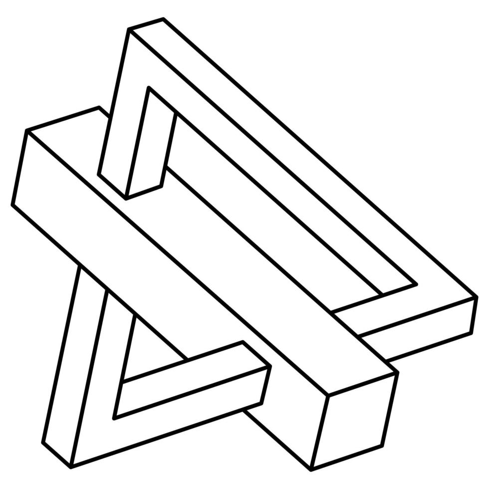 Impossible shapes. Web design element. Optical illusion object. Line design. Geometric figures. vector