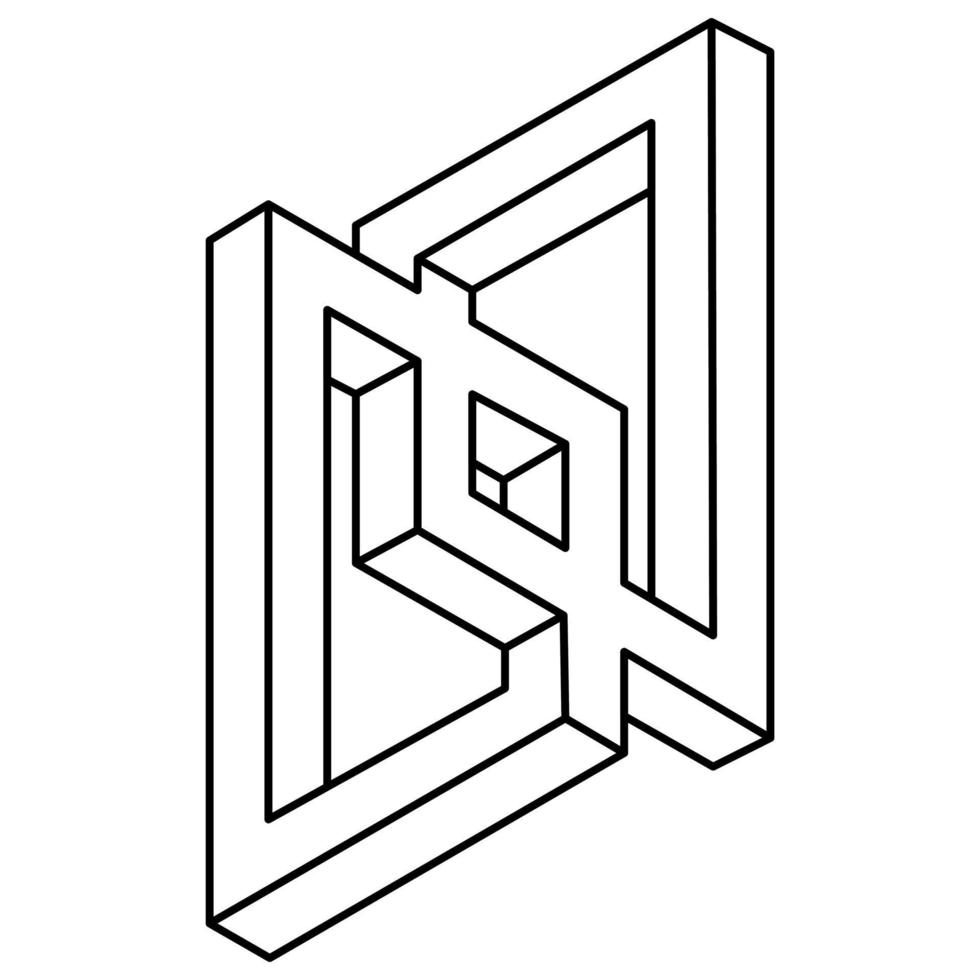 Impossible shape, optical illusion, vector. Optical art object. Geometric figure. vector