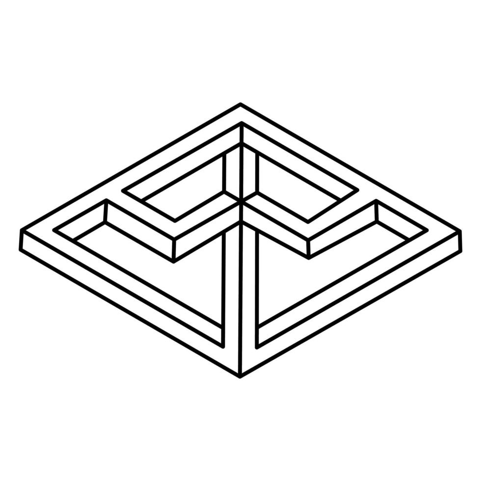 Optical illusion shape, unreal geometric object. Impossible figure. Sacred geometry shape. vector