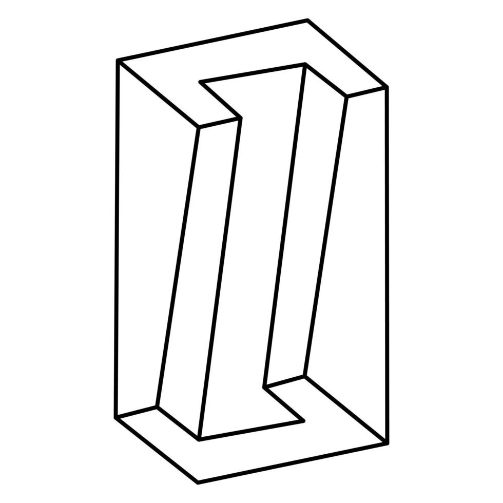 Optical illusion shape. Impossible object. Op art figure. Line design. vector