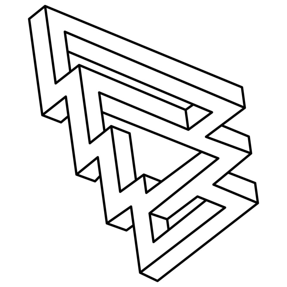 Impossible shape. Line design. Isolated on a white background. Vector illustration. Optical illusion object. Op art. Sacred geometry figure.