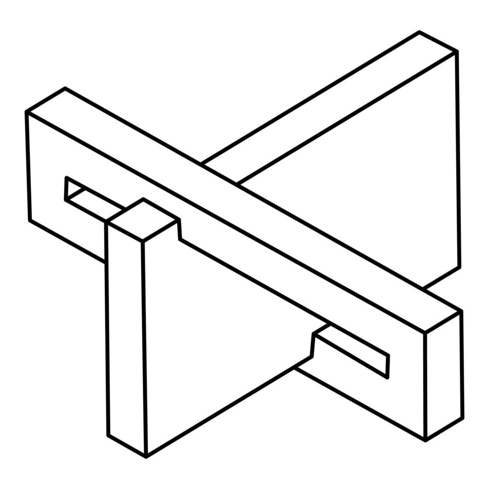 ilusión óptica, vector de objeto geométrico irreal. figura imposible. forma de op art.