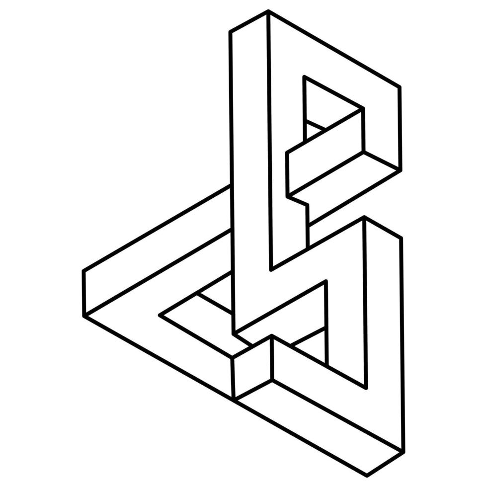 imposible forma de ilusión óptica. objeto de arte op. figura de geometría sagrada. vector