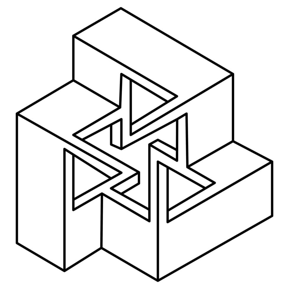 Optical illusion shape. Impossible object. Optical art figure. Sacred geometry. vector