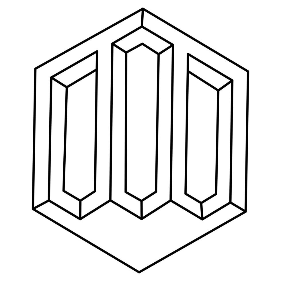 Impossible shape. Web design element. Optical Illusion object. Line design. vector