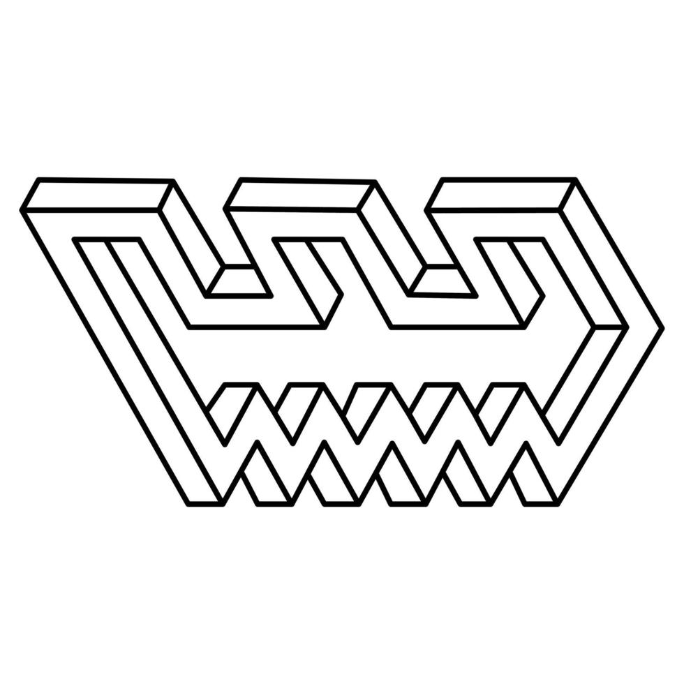 Vector 3D impossible shape, unreal object. Sacred geometry figure. Optical illusion.